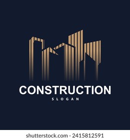 Logotipo de construcción de apartamentos inmobiliarios, elegante diseño de vectores de monograma rústico premium