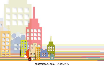 Building and real estate city illustration. Abstract background for business presentation, sale, rent