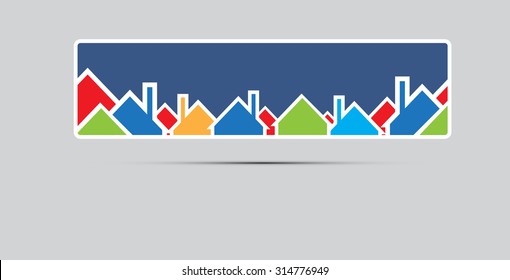 Building and real estate city illustration. Abstract house background for business presentation, sale, rent