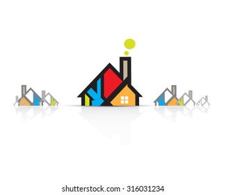 Building and real estate city illustration. Abstract background for business presentation, sale, rent