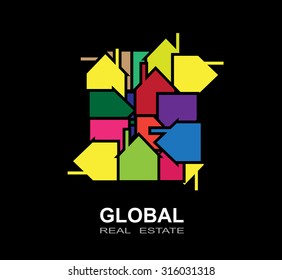 Building and real estate city illustration. Abstract background for business presentation, sale, rent