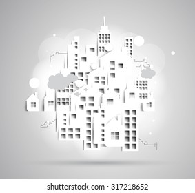 Building and real estate city illustration. Abstract background for business presentation, sale, rent