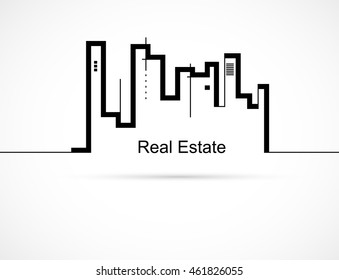 Building and real estate city illustration. Abstract background for business presentation, sale, rent