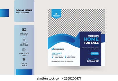 Building Real estate home sale social media post. Modern home for sale banner. Real estate business promotion template. Housing buy and sell social media banner. Housing business template.luxury home