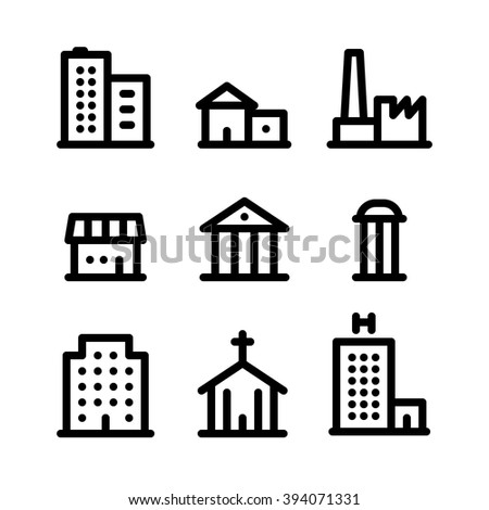 Building and real estate line icons. Vector illustration isolated on white background.