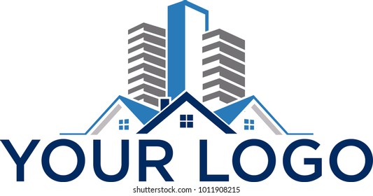 BUILDING REAL ESTATE LOGO DESIGN VECTOR