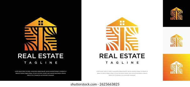  Building real estate logo design . building house logo icon made with lines