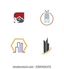 building and real estate  logo set vector icon illustration design