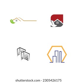 building and real estate  logo set vector icon illustration design