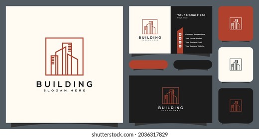 building real estate logo vector design and business card