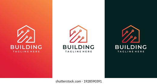 Building real estate technology gradient vector design inspiration.