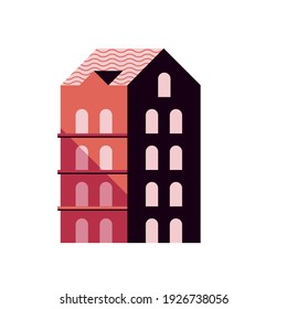building red color minimal city icon vector illustration design