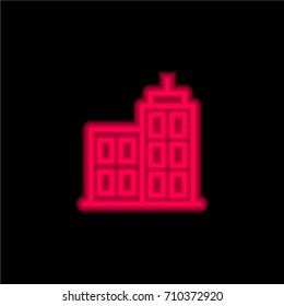 Building red glowing neon ui ux icon. Glowing sign logo vector