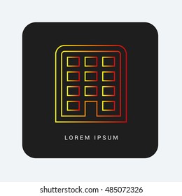 Building Red & Orange gradient attractive line thin icon / logo design