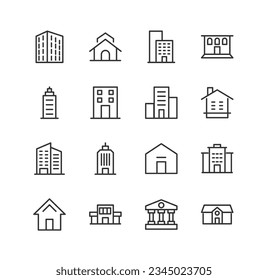 building related icon set. Editable stroke. Pixel Perfect 48x48px icons