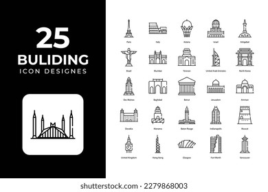 Building Related Objects and Elements. Vector Illustration Collection. creative Icons Set. stock illustration