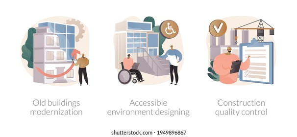 Building and rennovation abstract concept vector illustrations.