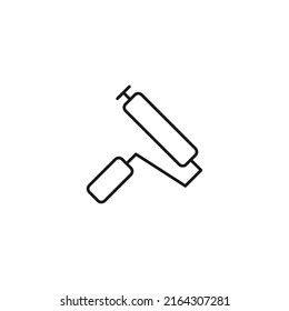 Building and renovation concept. Vector signs and editable stroke. Suitable for stores, shop, web sites, banners, books. Line icon of paint roller