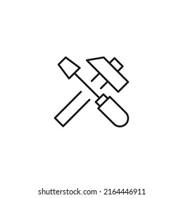 Concepto de construcción y renovación. Señales vectoriales y trazo editable. Adecuado para tiendas, tiendas, sitios web, banners, libros. Icono de línea de martillo y destornillador 