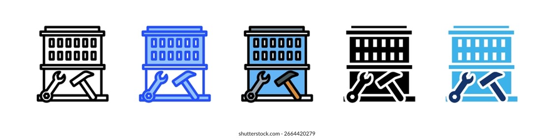 Building Renovation Icon Collection With Multiple Styles
