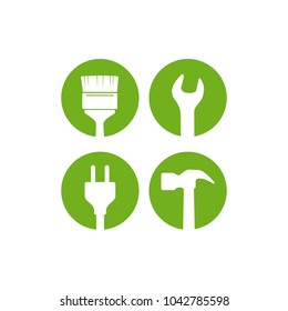 Building Repair Handyman tools icon set