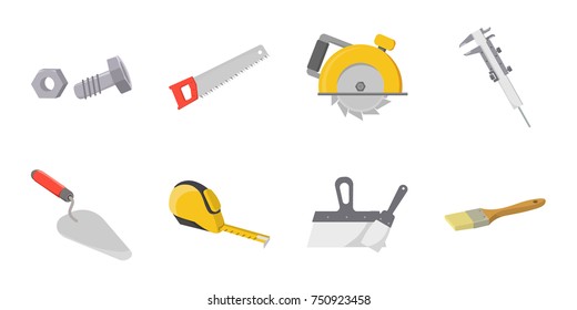 Building repair icons in set collection for design. Building material and tools vector symbol stock  illustration.