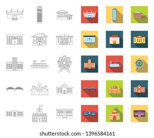 Building repair outline,flat icons in set collection  design.Building material and tools vector symbol stock web illustration.