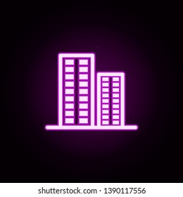 building residential complex neon icon. Elements of building set. Simple icon for websites, web design, mobile app, info graphics