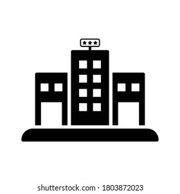 Building. resort, hotel icon. Gray vector on isolated white background