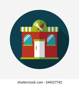Building restaurant flat icon with long shadow,eps10