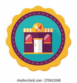 Building restaurant flat icon with long shadow,eps10