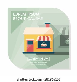 Building restaurant flat icon with long shadow,eps10
