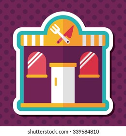 Building restaurant flat icon with long shadow,eps10