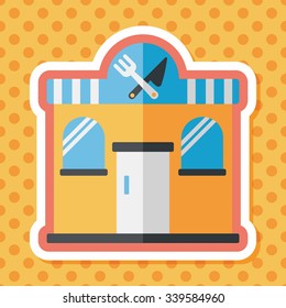 Building restaurant flat icon with long shadow,eps10