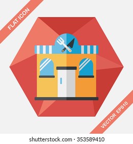 Building restaurant flat icon with long shadow,eps10