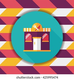 Building restaurant flat icon with long shadow,eps10
