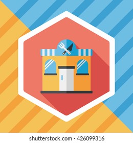 Building restaurant flat icon with long shadow,eps10