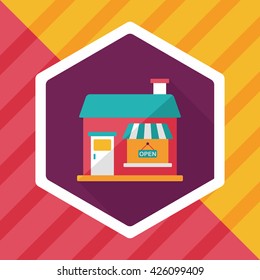 Building restaurant flat icon with long shadow,eps10