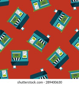Building restaurant flat icon,eps10 seamless pattern background