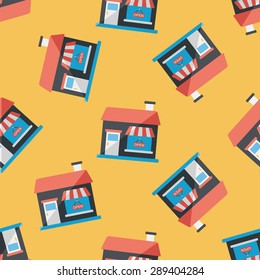 Building restaurant flat icon,eps10 seamless pattern background