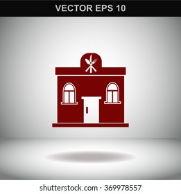 Building restaurant vector icon.