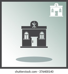 Building restaurant vector icon.