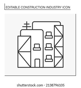  Building restoration line icon. Returning building to its former state.Construction industry concept. Isolated vector illustration. Editable stroke