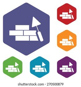 Building rhombus icons set in different colors. Vector Illustration