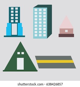 Building and road flat design.