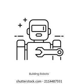 building robots icon. Outline style icon design isolated on white background
