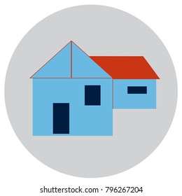Building Round Icons. Vector illustration style is flat iconic symbol, pink background.