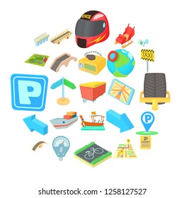 Building a route icons set. Cartoon set of 25 building a route vector icons for web isolated on white background