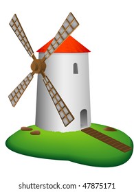 Building of a rural mill for a flour in a vector