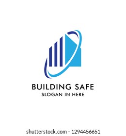 building safe circle around logo template design
